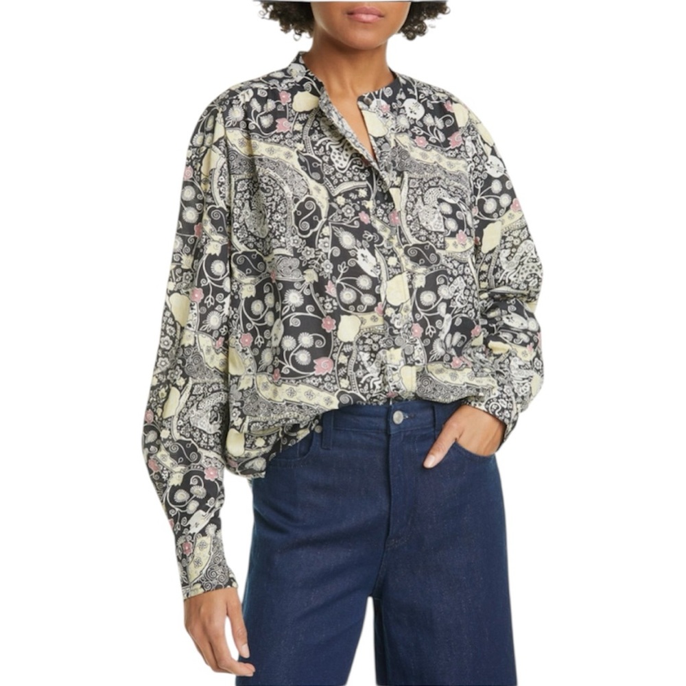 NWT Isabel Marant Etoile White Printed Mexika Shirt - Sz 6